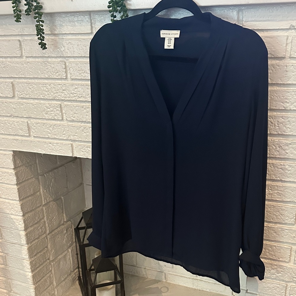 Elegant Dark Blue Blouse by Adrienne Vittadini